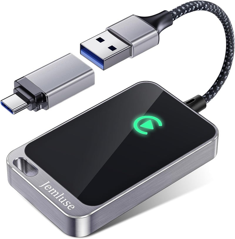 Jemluse Wireless CarPlay Adapter for Apple iPhone - Multi-User Seamless Connection for Convert Wired to Wireless Car Play Adapter - No Latency from iOS 10+ to Screen w/USB C (Silver) - Image 1